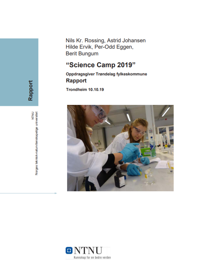 Forside på rapport fra Science camp 2019. Illustrasjon.