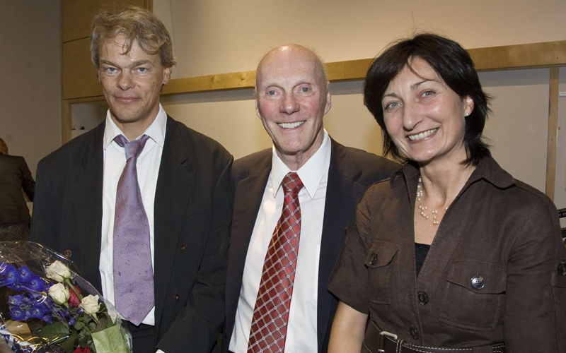 Edvard Moser, Fred Kavli og May-Britt Moser. Foto.