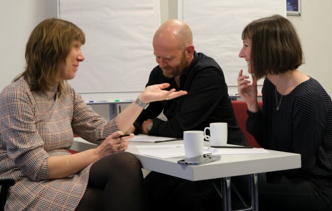 Group work midlife event. From left: Siri Granum Carson, Erik Thorstensen, Anne Bremer