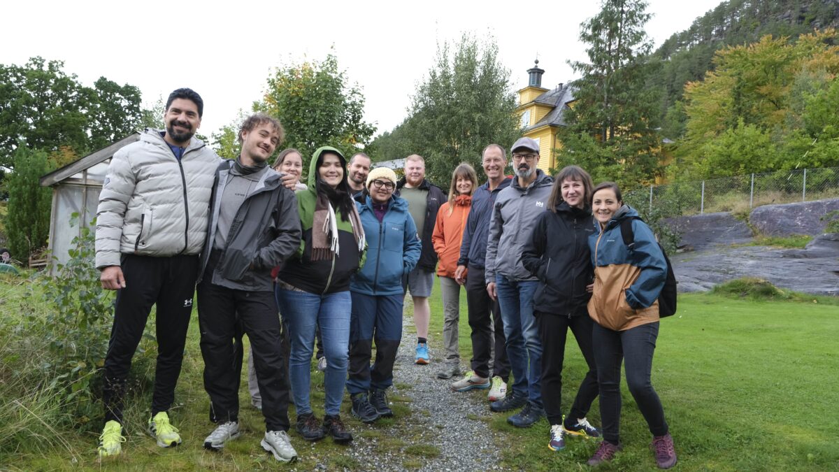 Participants at AFINO Research School outside walking.