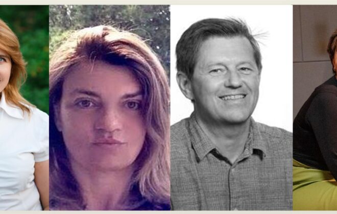 Portrait photos in a collage of Tatiana Aleksandrovna Iakovleva (UiS), Elin Merethe Oftedal (UiS), Arnt Fløysand (HVL) and Luciana Maines da Silva (co-chair, UNISINOS University)