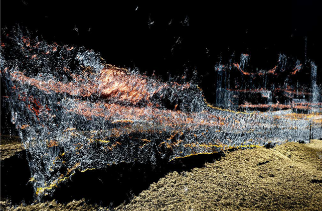 3D sonar image of shipwreck