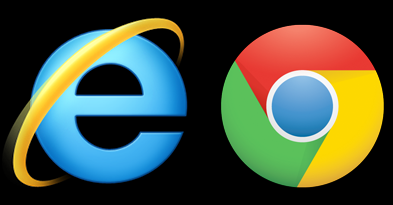 Logoer Internet Explorer og Google Chrome