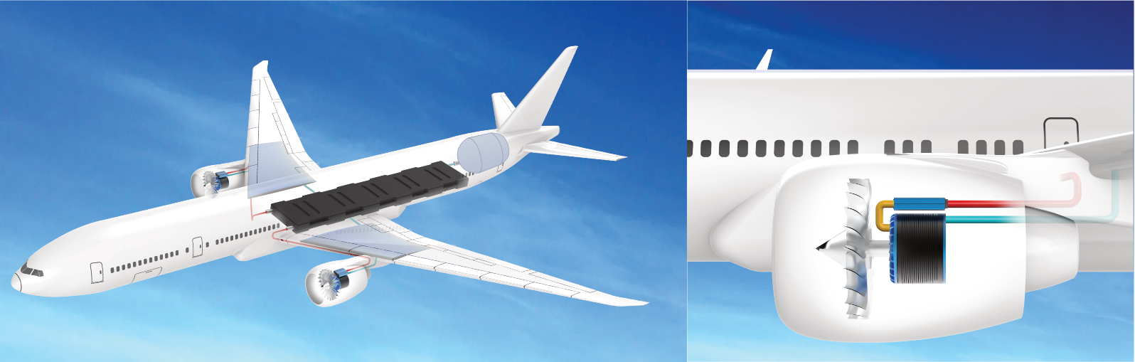 Hydrogen airplane. illustration