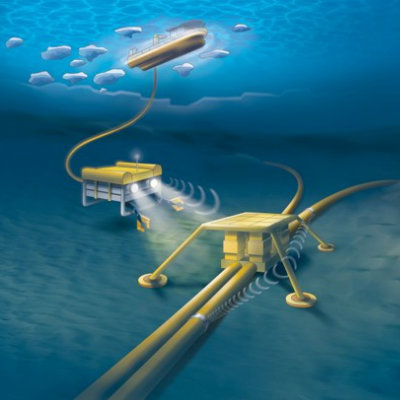 Grafisk illustrasjon av undervannsrobot.