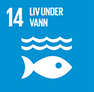 FNs bærekraftsmål 14 - liv under vann. Illustrasjon logo