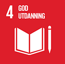 FNs bærekraftsmål 4 - god utdanning. Illustrasjon logo