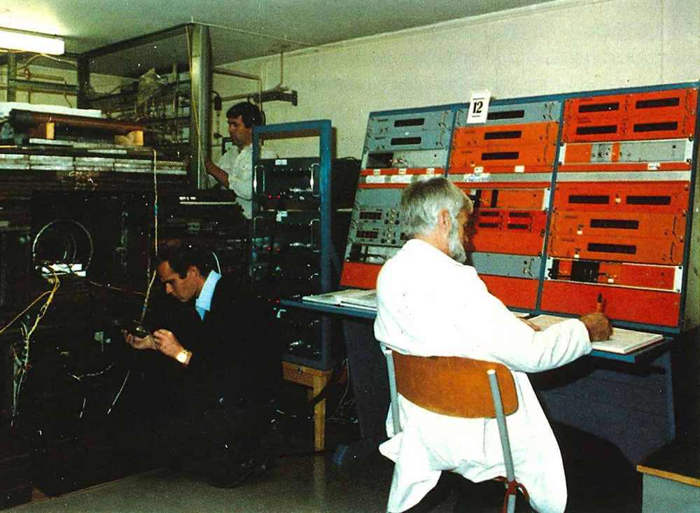 Historic picture showing people working in lab.