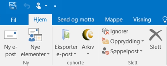 ePhorte-knapper i Outlook