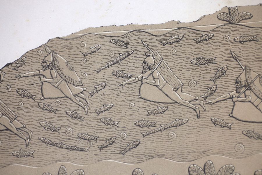 Assyriske soldater svømmer