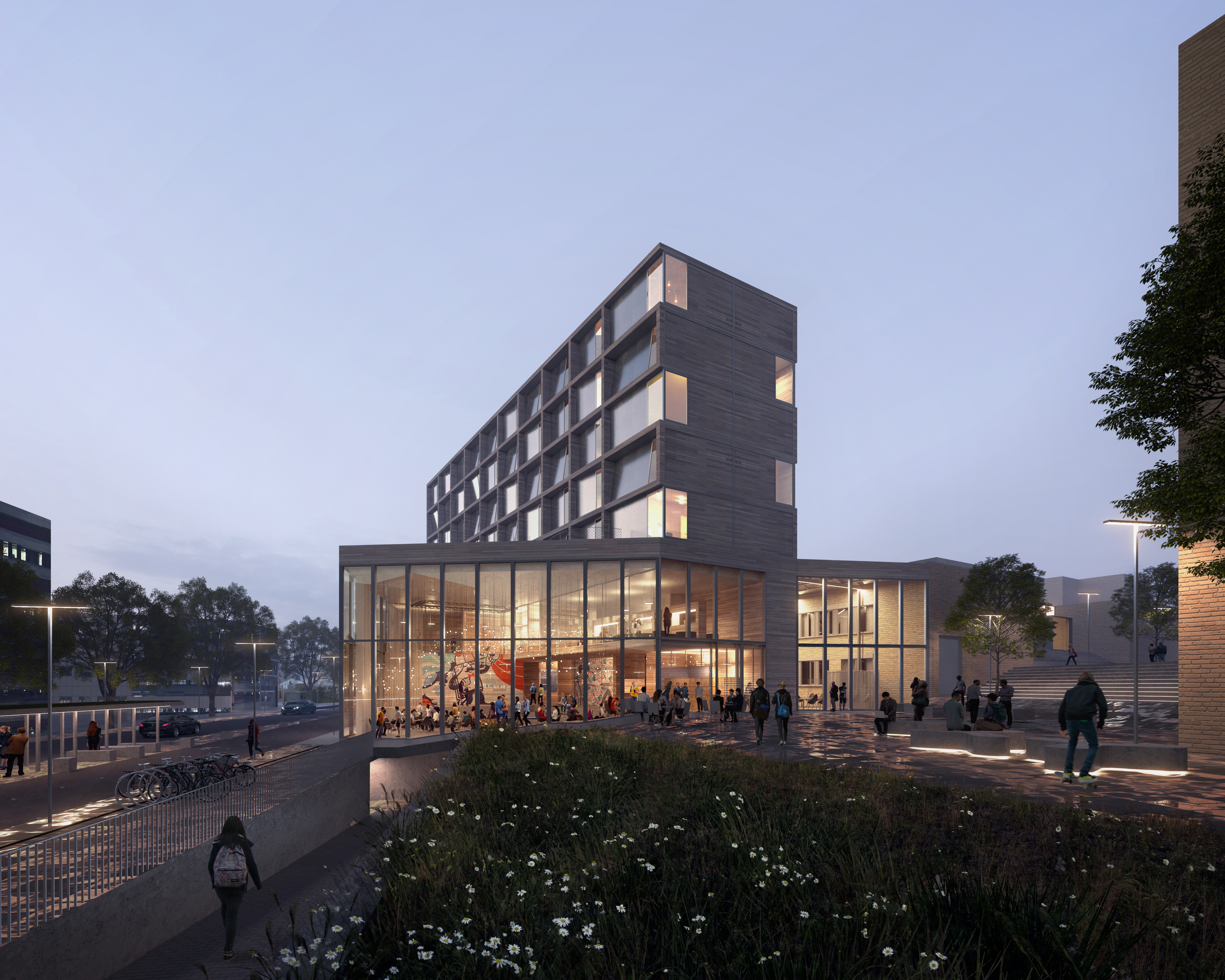 Skisse til nytt studenthus i Ålesund. Illustrasjon: Lusparken Arkitekter og 3RW Arkitekter