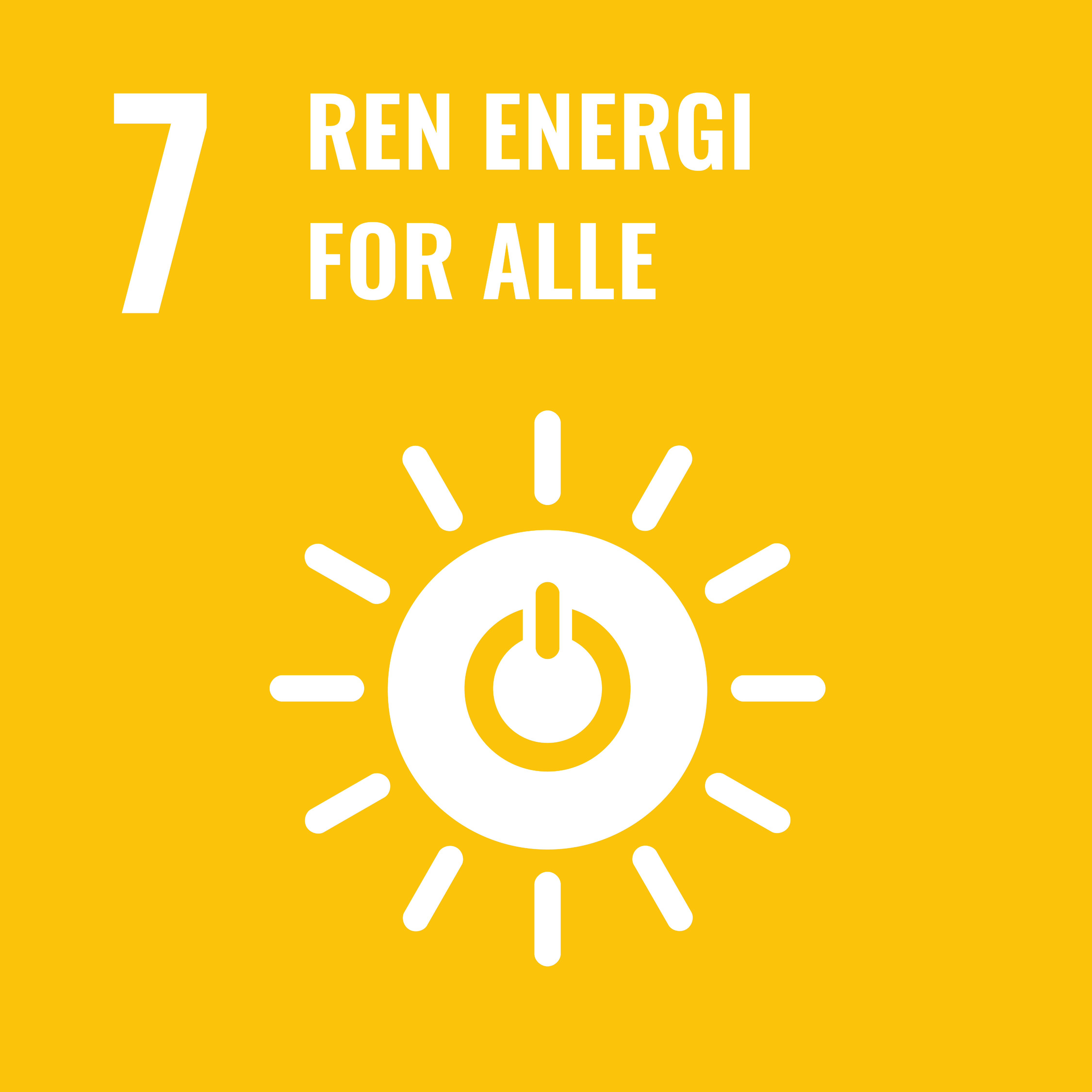 FNs bærekraftsmål nummer 7 Ren energi for alle. Lenke til bærekraftsmål nummer 7