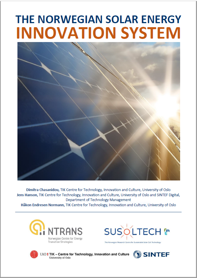 Cover for rapport om solenergi og innovasjon