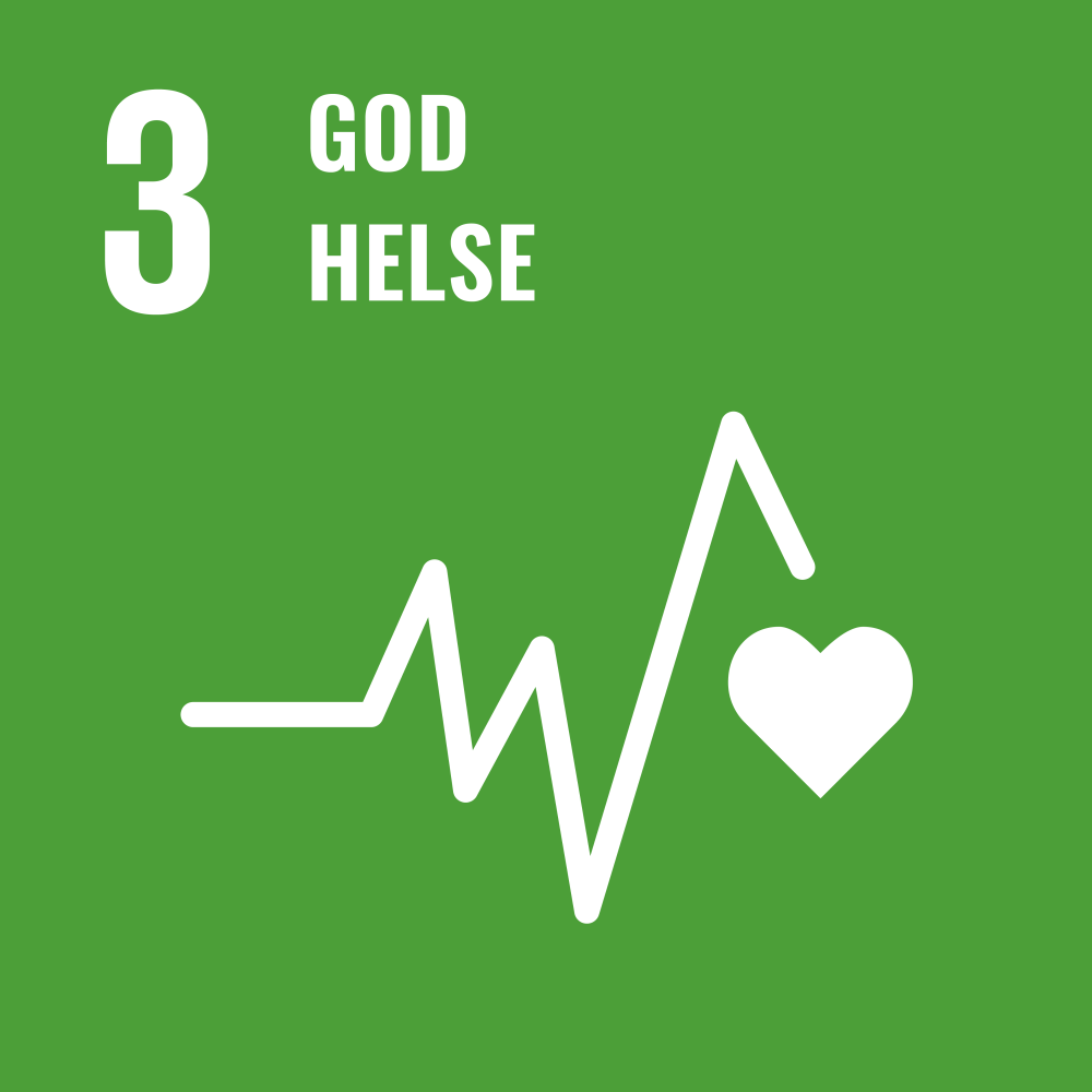Ikon - FNs bærekraftmål - god helse og livskvalitet. Lenke til bærekraftsmål nummer 3