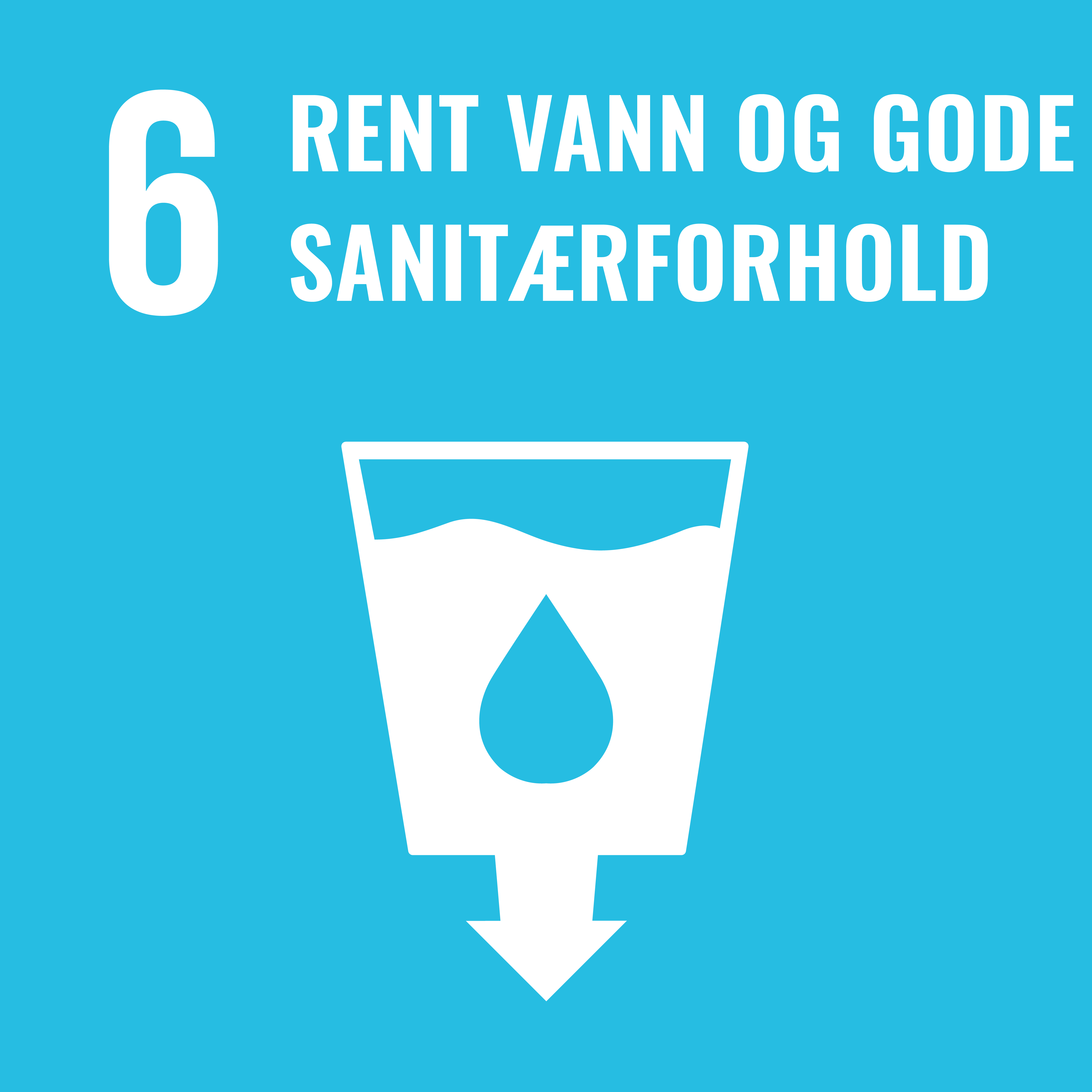 FNs bærekraftmål nummer 6 Rent vann og gode sanitærforhold. Lenke til bærekraftsmål 6.