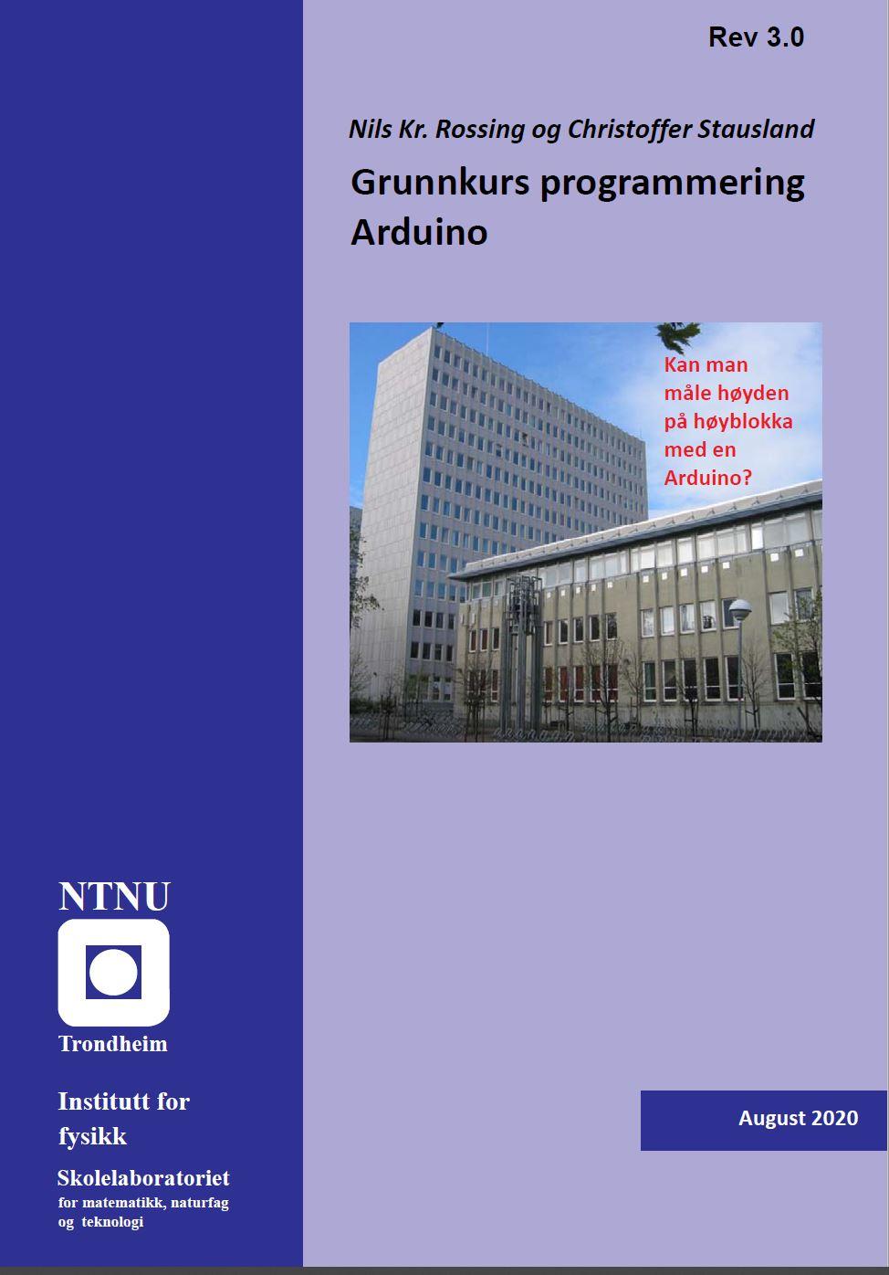 Forsiden av heftet Grunnkurs programmering Arduino. Illustrasjon.