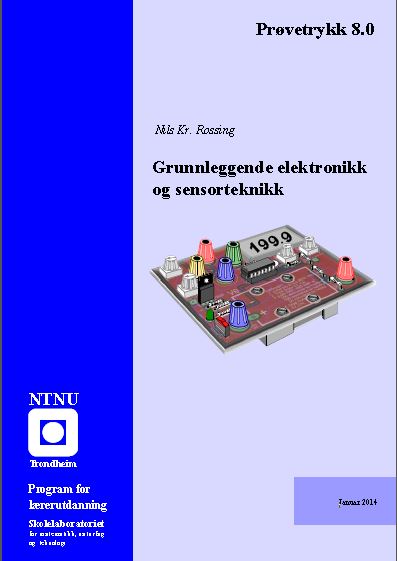 Hefteframside Grunnleggende elektronikk og sensorteknikk. Illustrasjon.