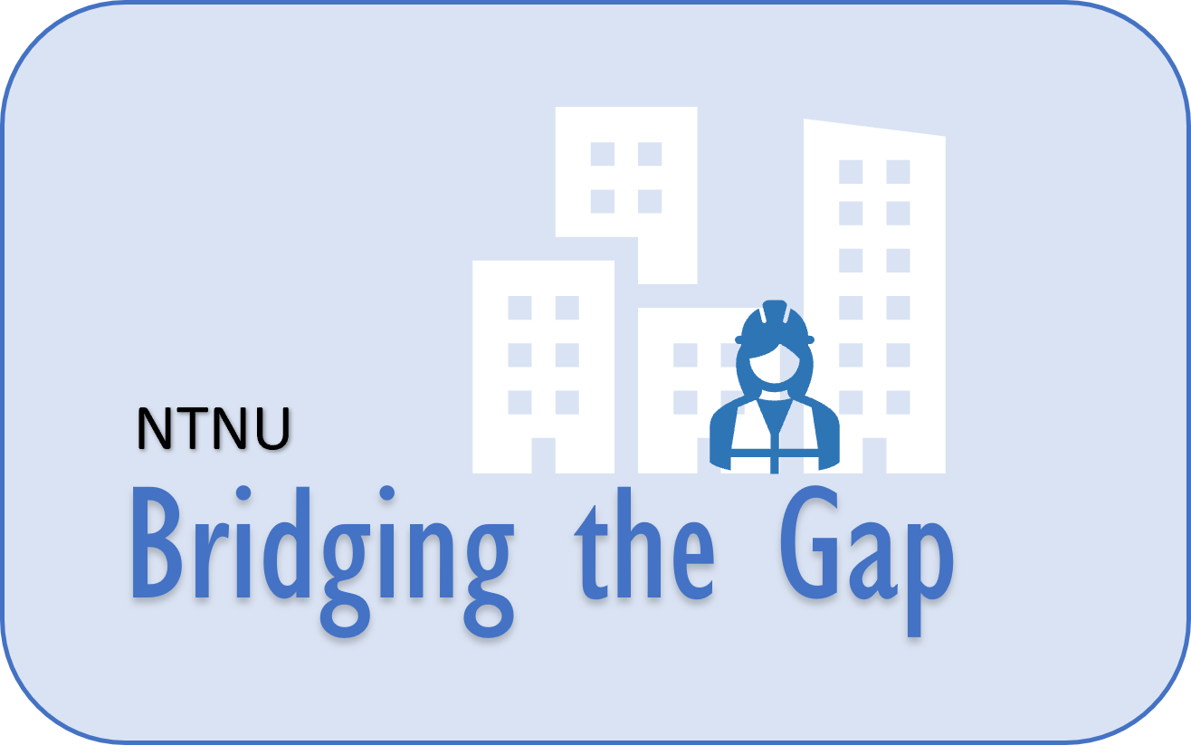 Bridging the Gap Prosjekt loger - ikoner av bygge og en kvinne bruker hjelm