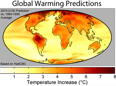 Illustrasjon av global oppvarming på jordkloden