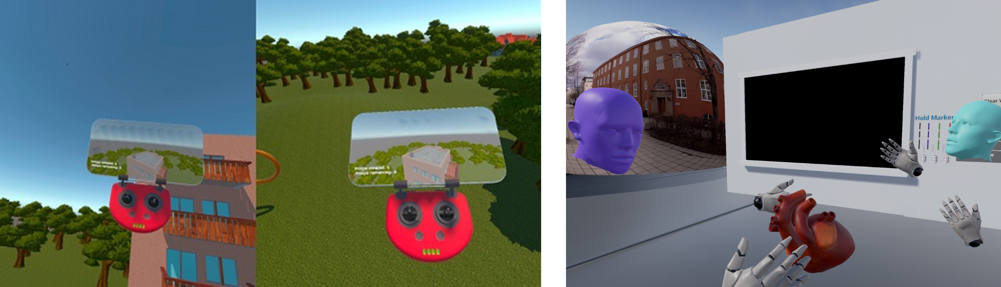 Øving på brannslukking med drone i VR / Studenter møtes i VR