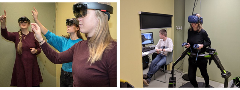 Bildemontasje-studenter med VR-briller